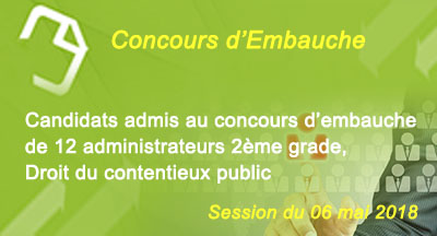 Listes finales des candidats admis selon le mérite au concours d'embauche de 12 administrateurs (2ème grade)